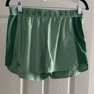 Under Armour Women's Two-Tone Green Athletic Shorts